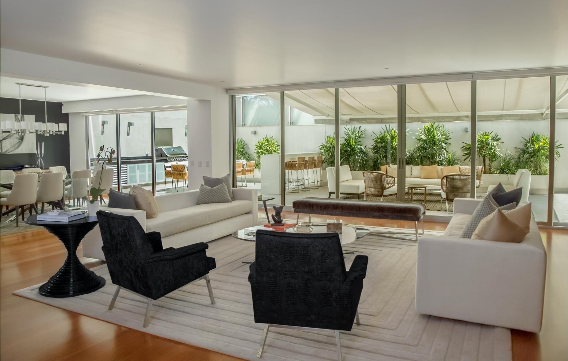 Spacious living room with indoor-outdoor seating